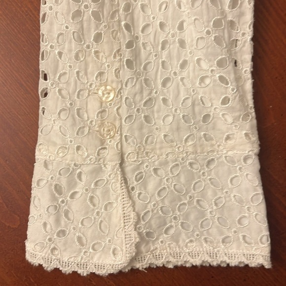 Nygard Women’s Blouse White Eyelet Mandarin Collar Size 12 - Picture 7 of 11